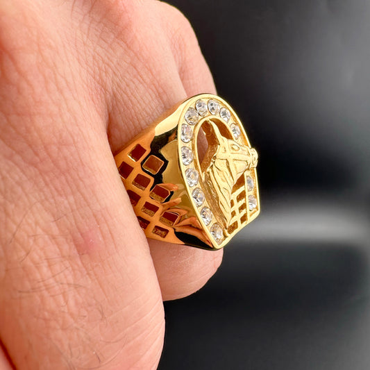 Anillo Hip Hop Herradura con Zirconias | Acero Inoxidable Chapado PVD en Oro 18K