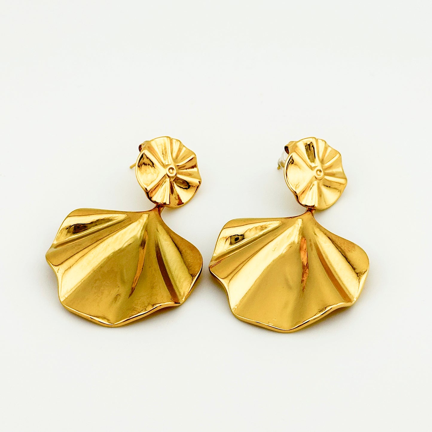 Pendientes Hoja Ginkgo | Acero Inoxidable Chapado en Oro 18K