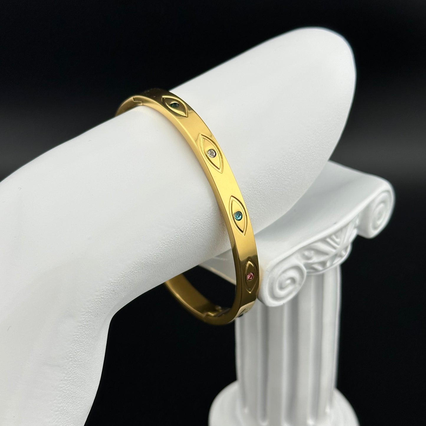 Brazalete Redondo con Zirconias – Unisex | Acero Inoxidable | Chapado Oro 18K