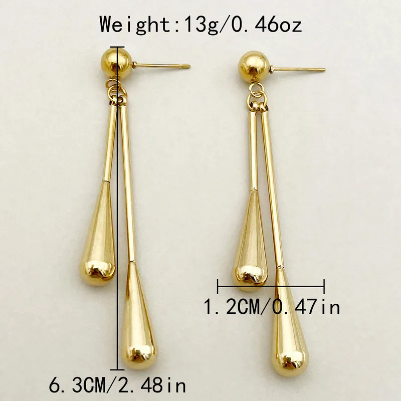 Pendientes Lágrima Colgante | Acero Inoxidable Chapado en oro 14K