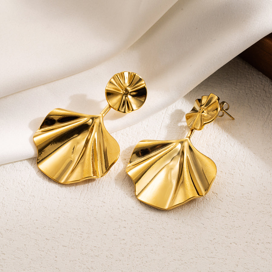 Pendientes Hoja Ginkgo | Acero Inoxidable Chapado en Oro 18K