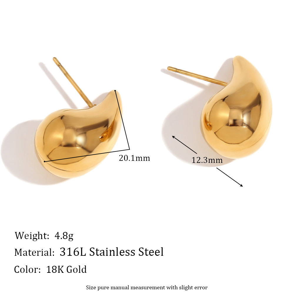 Pendientes Gota de Agua | Acero Inoxidable Chapado en oro 18K
