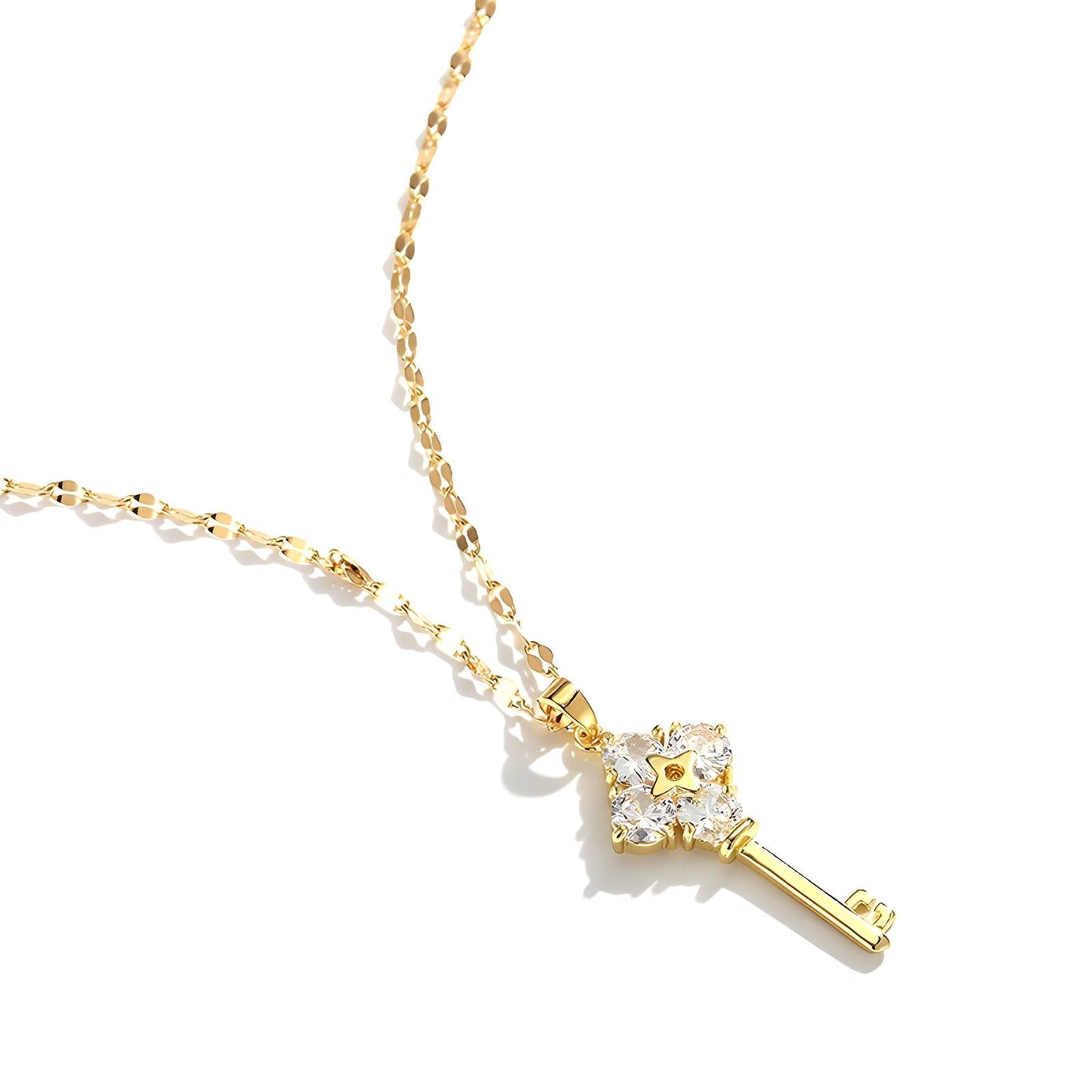 Collar Key of Light con Zirconias | Acero Inoxidable Chapado PVD Oro 18K | Ajustables