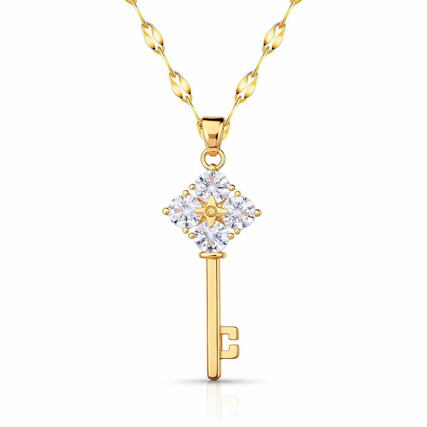 Collar Key of Light con Zirconias | Acero Inoxidable Chapado PVD Oro 18K | Ajustables
