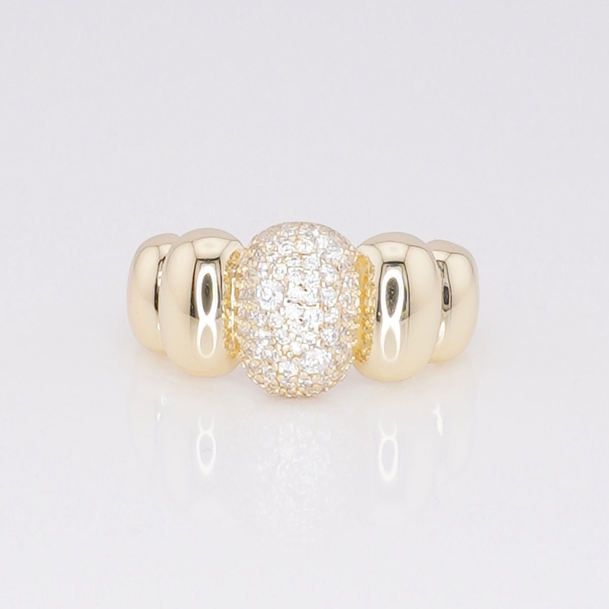 Anillo Domo con Pavé de Zirconias | Plata 925 Chapado en Oro 14K