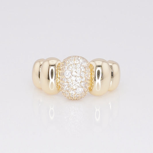 Anillo Domo con Pavé de Zirconias | Plata 925 Chapado en Oro 14K
