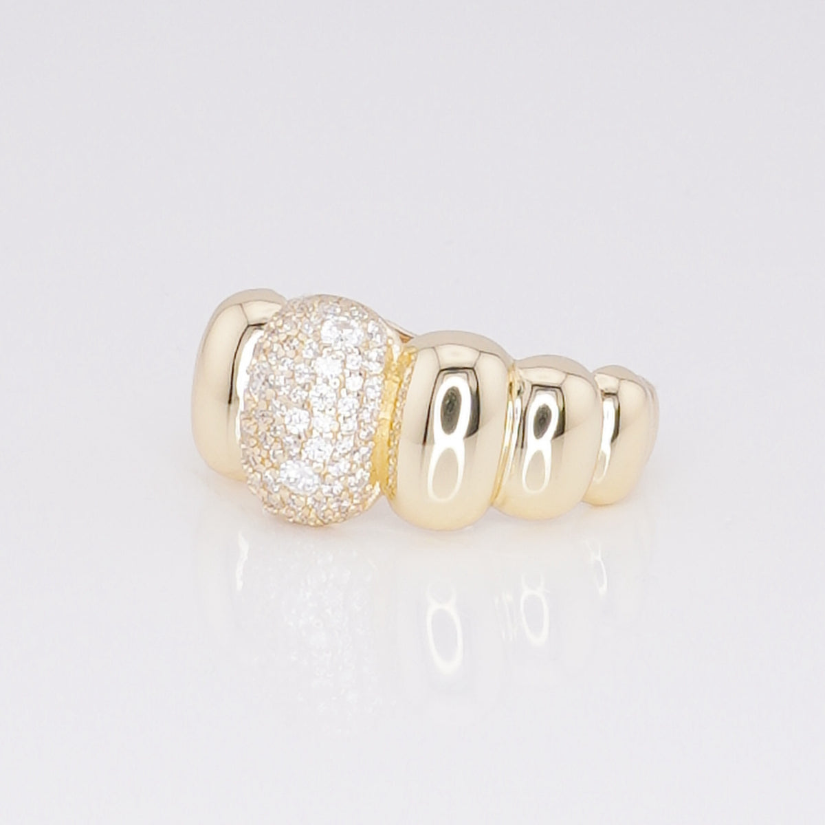 Anillo Domo con Pavé de Zirconias | Plata 925 Chapado en Oro 14K
