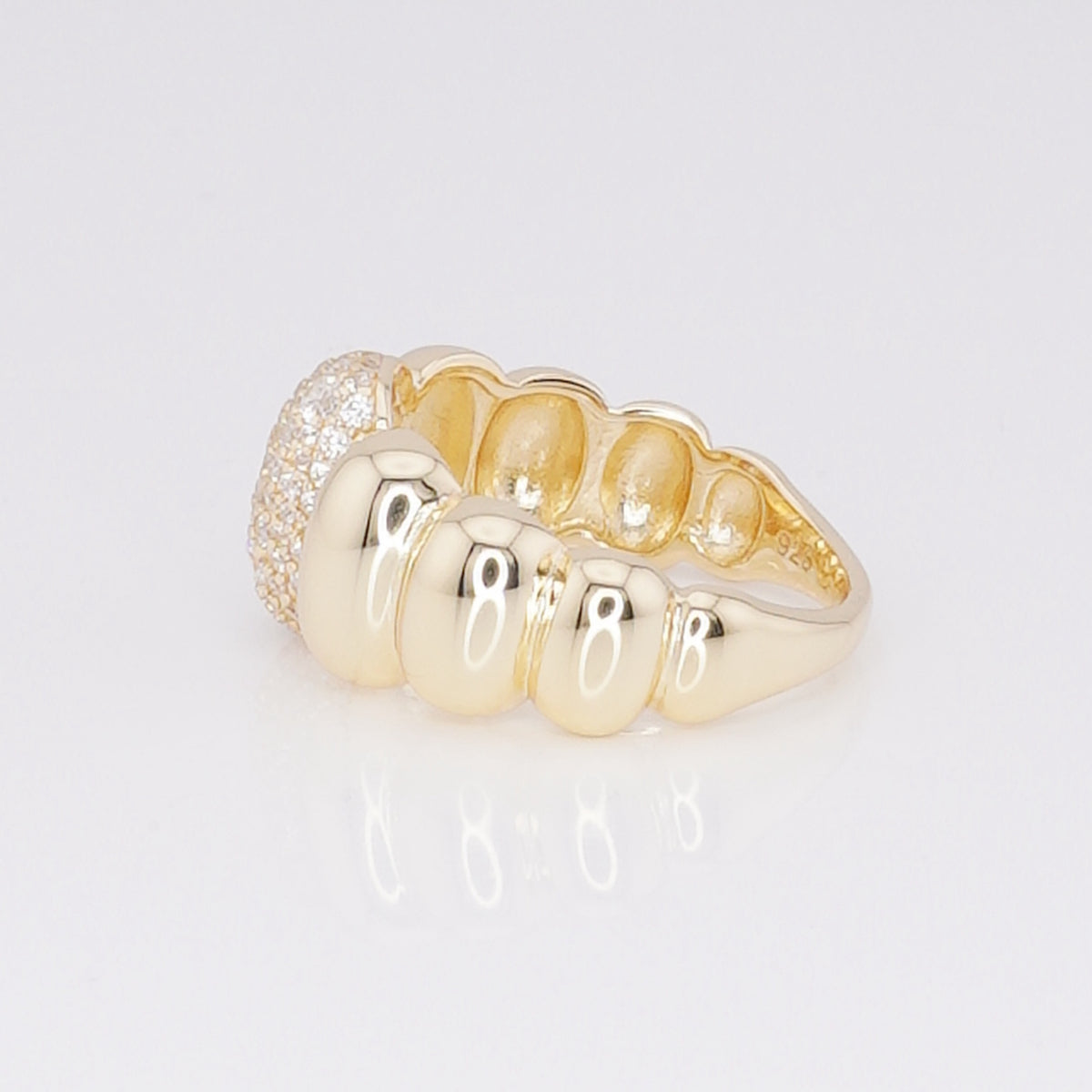Anillo Domo con Pavé de Zirconias | Plata 925 Chapado en Oro 14K