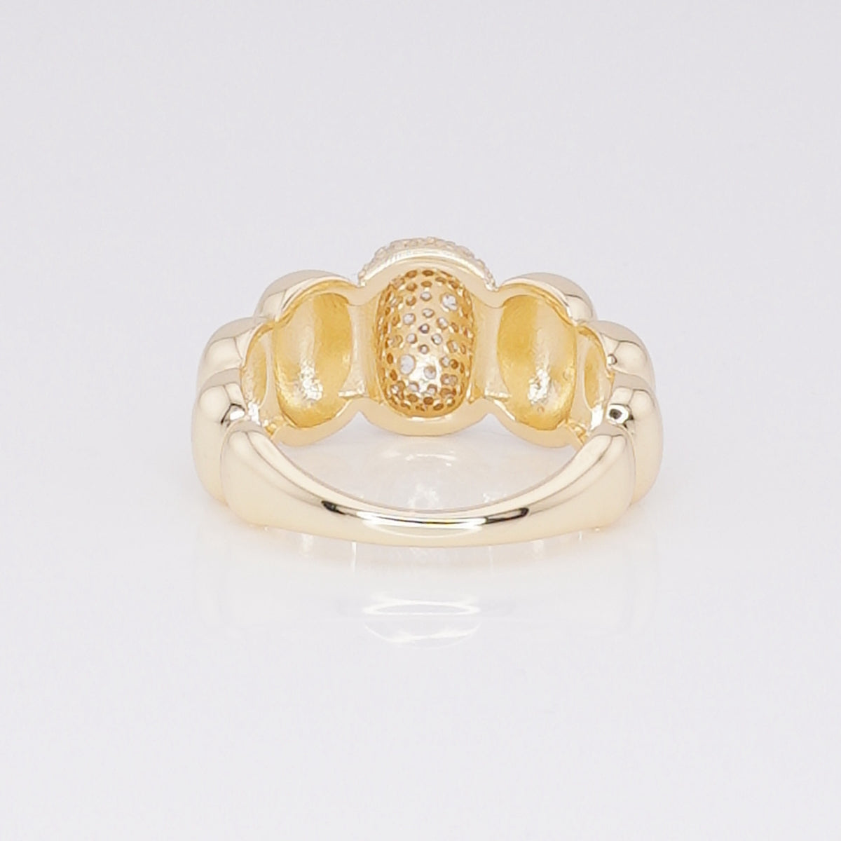 Anillo Domo con Pavé de Zirconias | Plata 925 Chapado en Oro 14K
