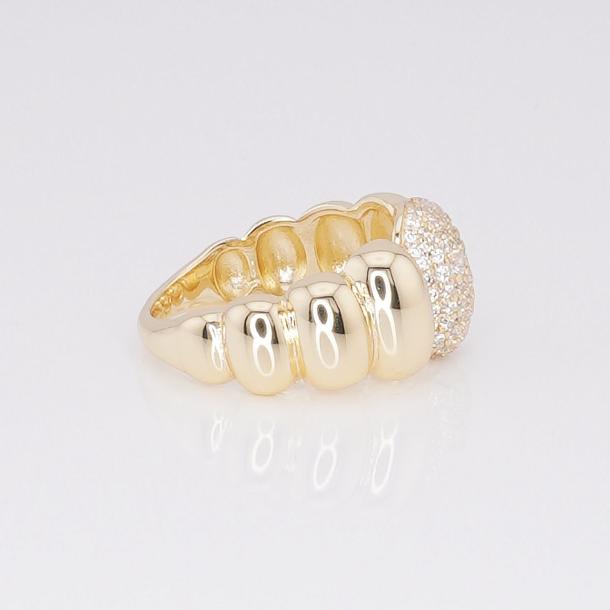 Anillo Domo con Pavé de Zirconias | Plata 925 Chapado en Oro 14K