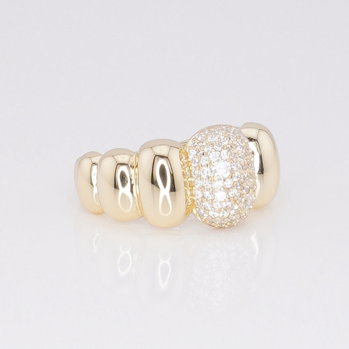 Anillo Domo con Pavé de Zirconias | Plata 925 Chapado en Oro 14K
