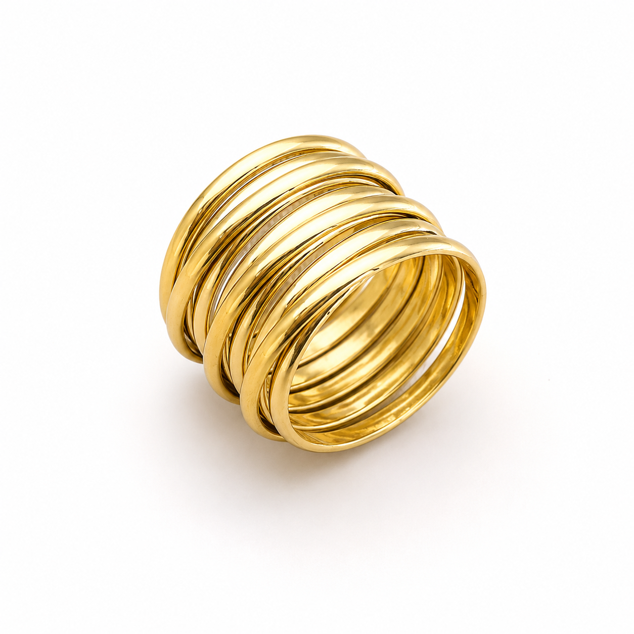 Anillo Espiral Dorado | Acero Inoxidable Chapado PVD en Oro 14K