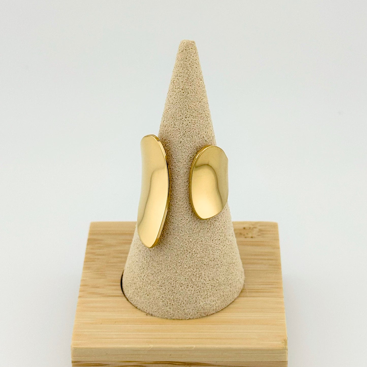 Anillo Geométrico Dorado – Mujer | Acero Inoxidable | Chapado Oro 14K | Ajustable