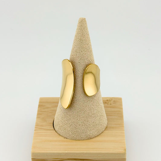 Anillo Geométrico Dorado – Mujer | Acero Inoxidable | Chapado Oro 14K | Ajustable