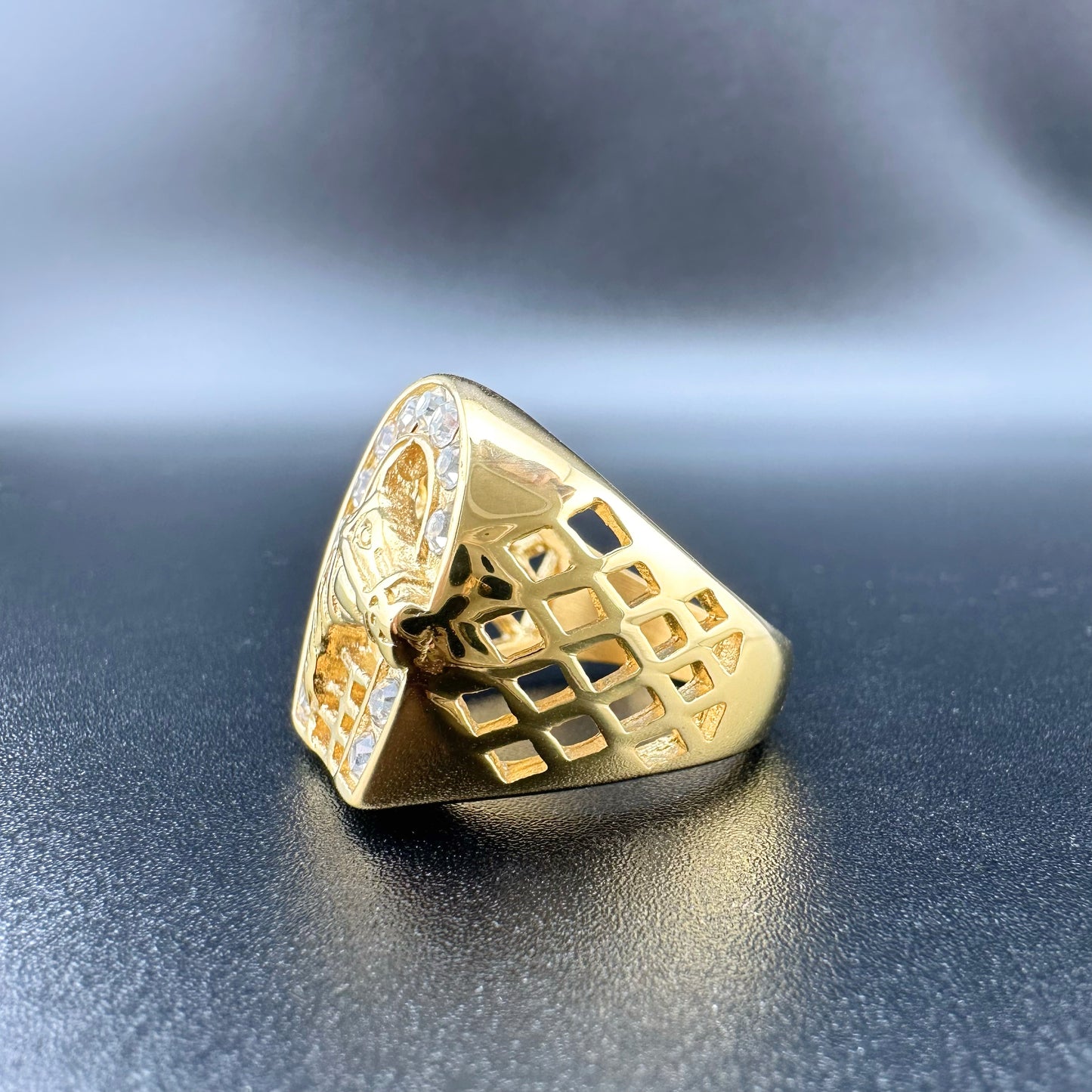Anillo Hip Hop Herradura con Zirconias – Hombre | Acero Inoxidable Chapado PVD Oro 18K