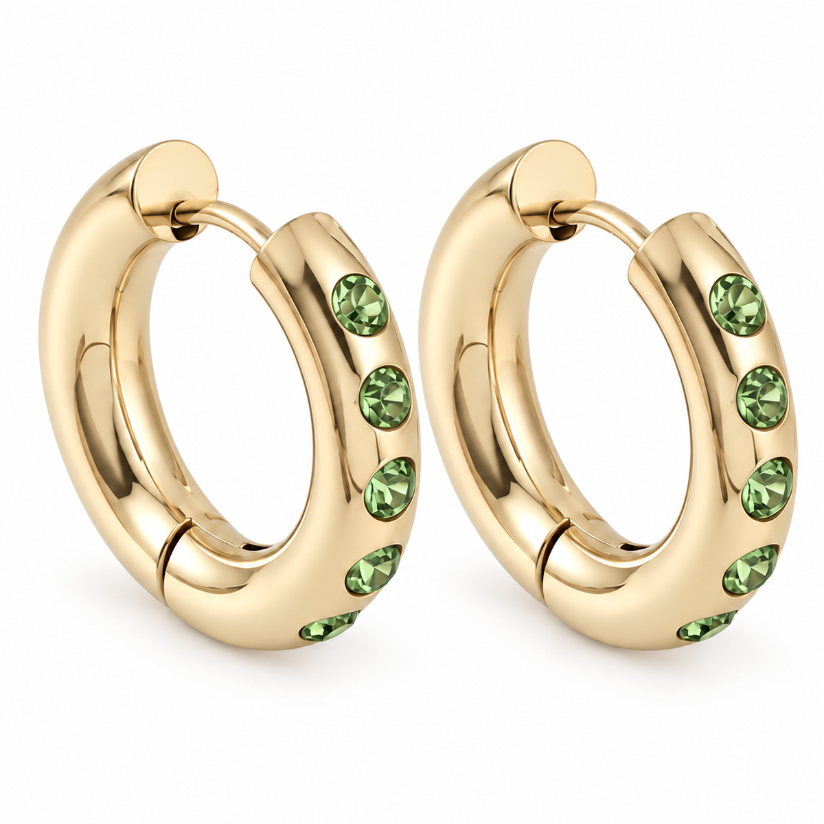 Pendientes de Aro con Zirconias | Acero Inoxidable con Chapado PVD en Oro 14K