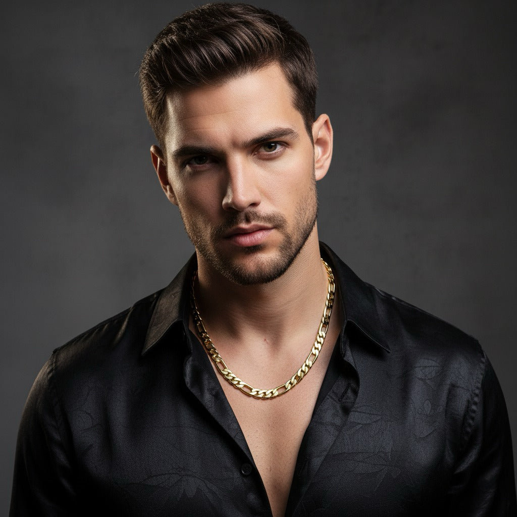 Cadena Fígaro Chapada en Oro 14K – Acero Inoxidable | Hombre
