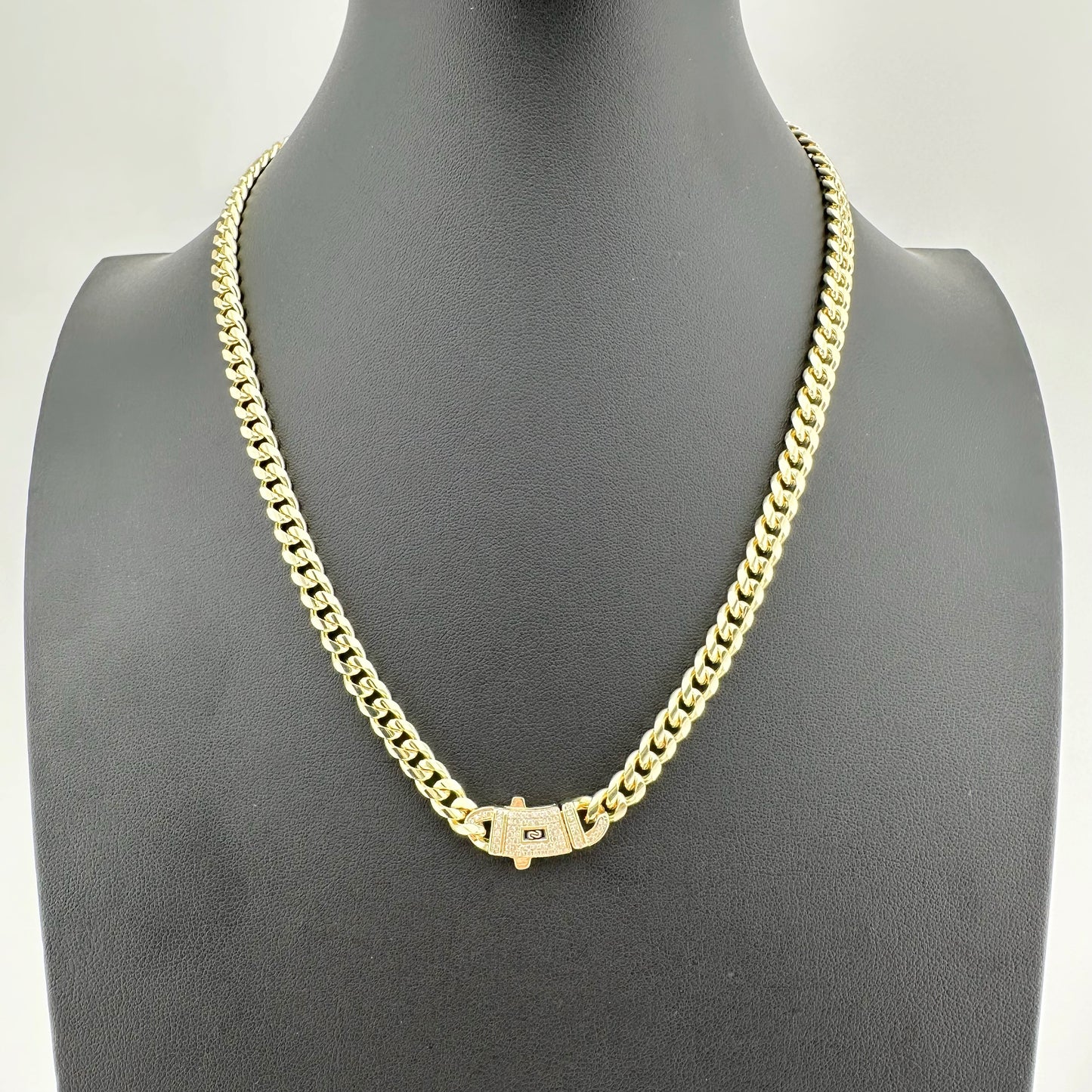 Cadena Mónaco con Zirconias - Unisex | Acero Inoxidable | Chapado Oro 14K