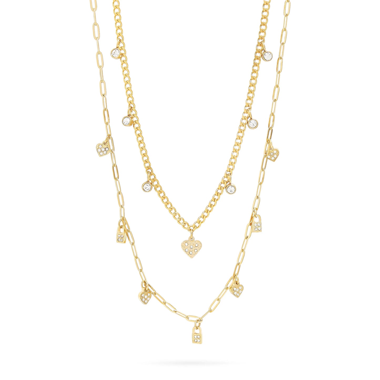 Collar Doble Corazón & Candado Convertible – Mujer | Acero Inoxidable | Ajustable