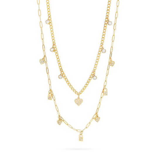 Collar Doble Corazón & Candado Convertible – Mujer | Acero Inoxidable | Ajustable