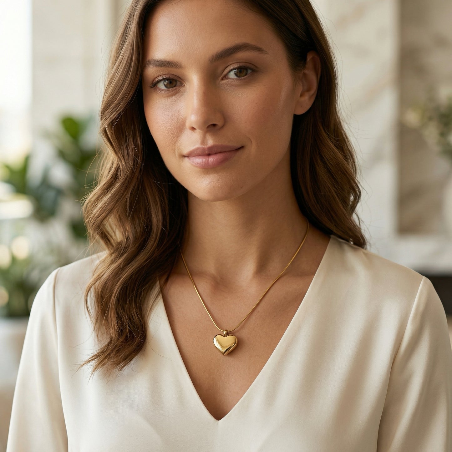 Collar con Dije de Corazón | Acero Inoxidable Chapado PVD en Oro 18K | Ajustable