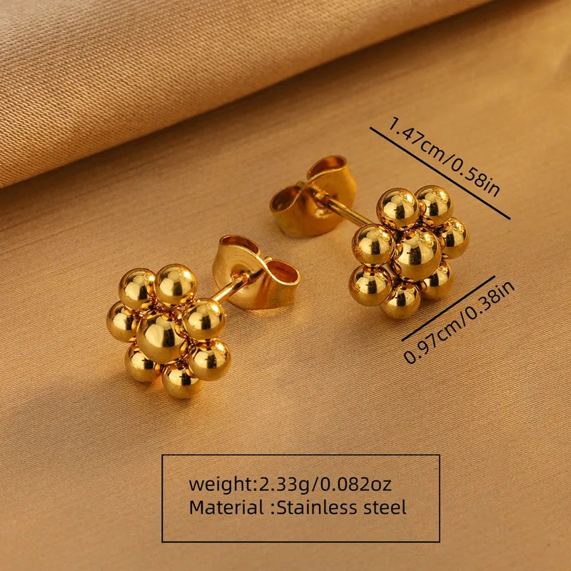 Conjunto Flor Dorada | Acero Inoxidable Chapado en Oro 18K