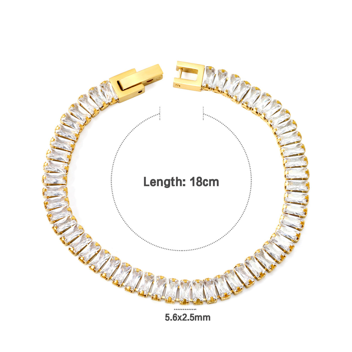 Pulsera Tennis con Zirconias de Corte Baguette | Acero Inoxidable