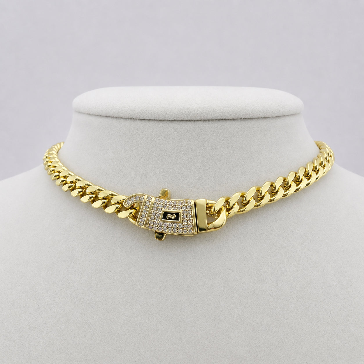 Cadena Mónaco con Zirconias | Acero Inoxidable Chapado Oro 14K