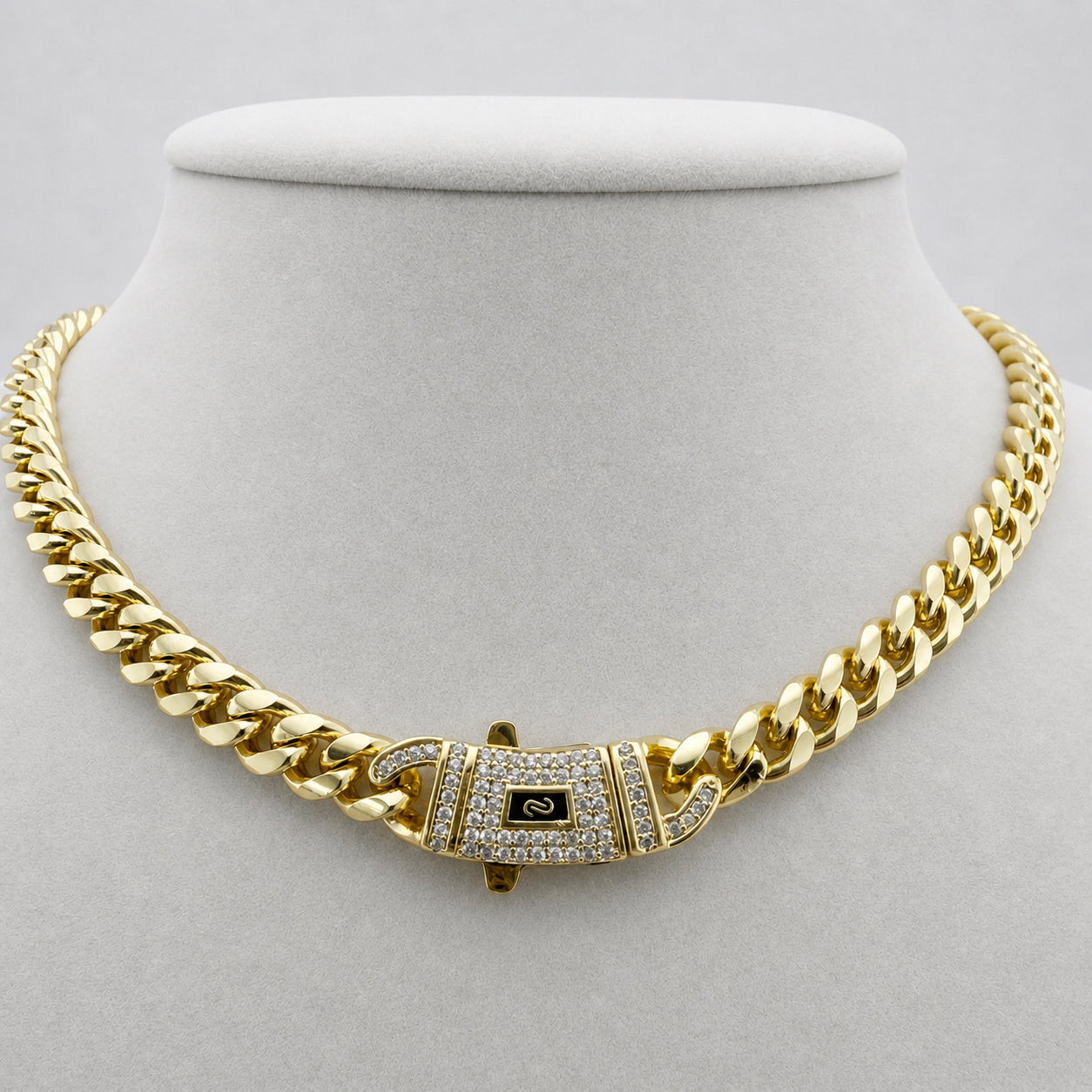 Cadena Mónaco con Zirconias | Acero Inoxidable Chapado Oro 14K
