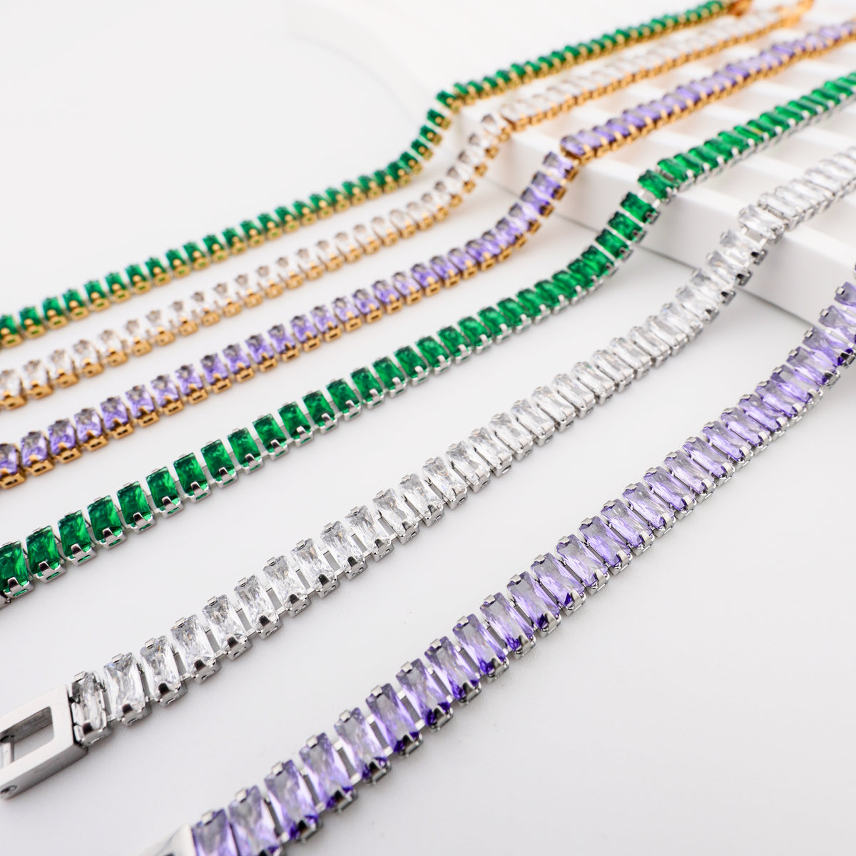 Pulsera Tennis con Zirconias de Corte Baguette | Acero Inoxidable