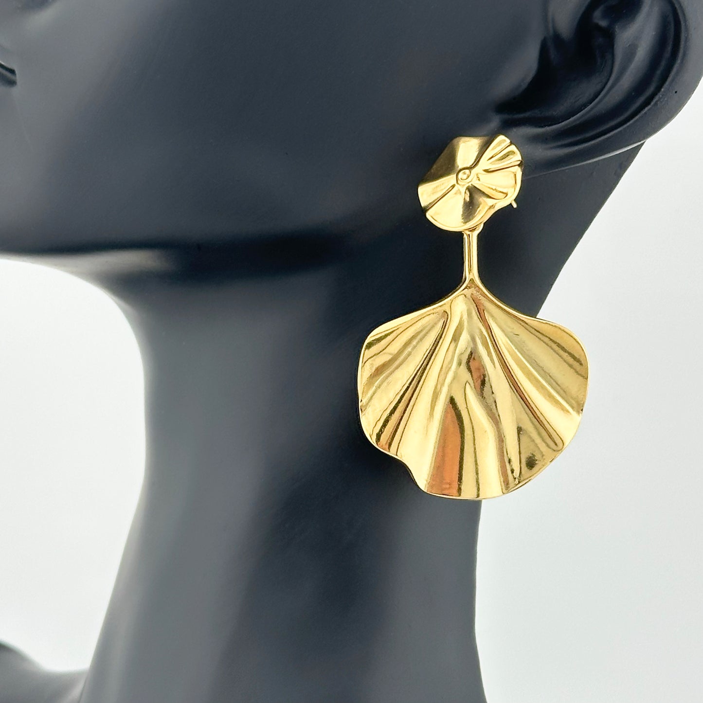 Pendientes Hoja Ginkgo – Mujer | Acero Inoxidable | Chapado Oro 18K