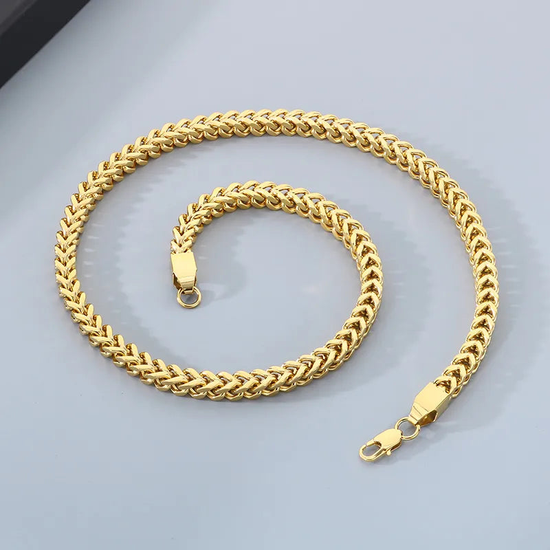 Cadena Espiga Cuadrada | Acero Inoxidable Chapado en oro 18K