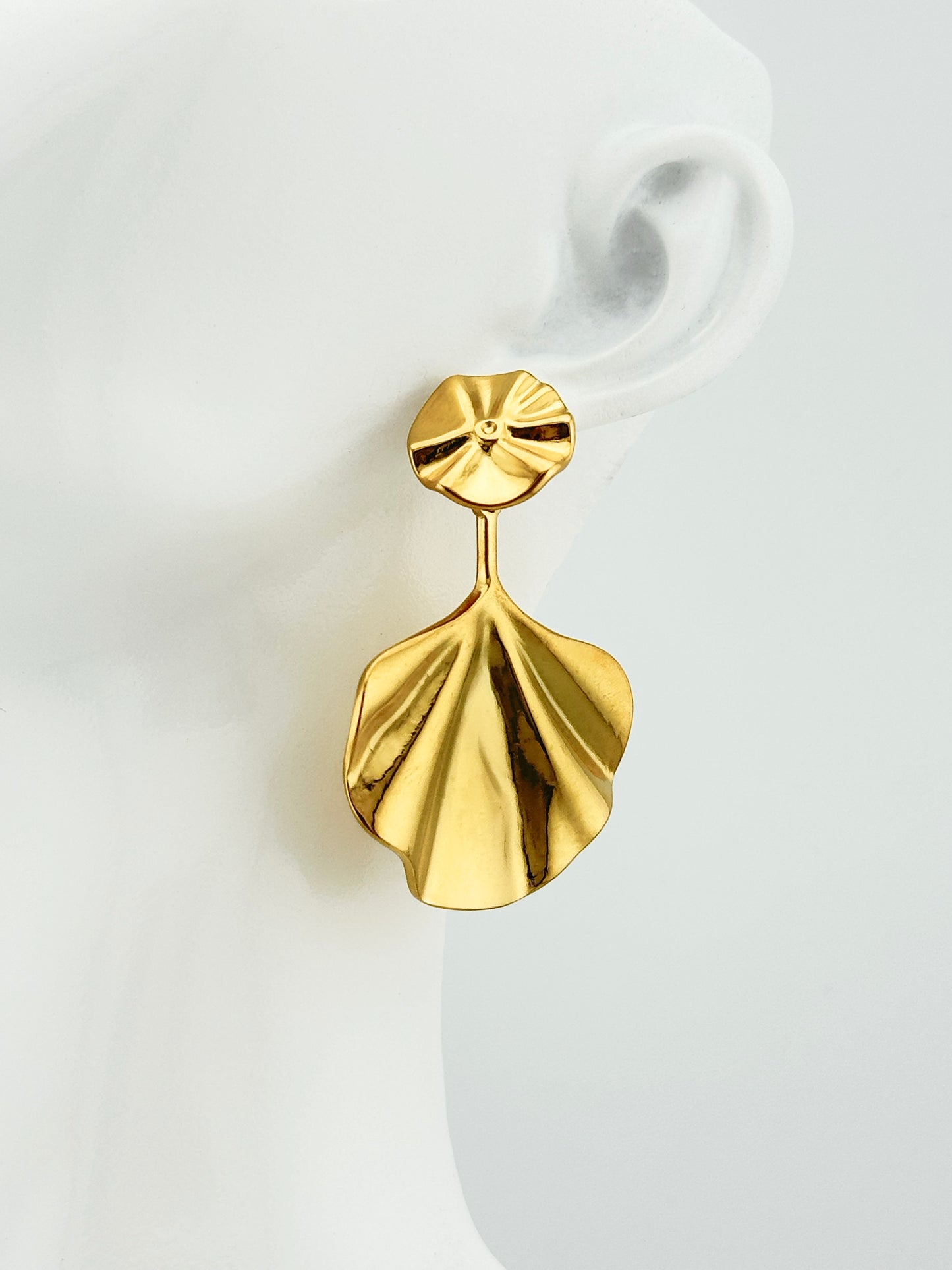 Pendientes Hoja Ginkgo – Mujer | Acero Inoxidable | Chapado Oro 18K