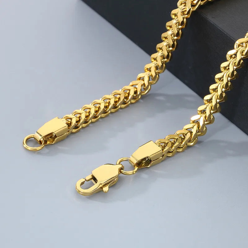 Cadena Espiga Cuadrada | Acero Inoxidable Chapado en oro 18K