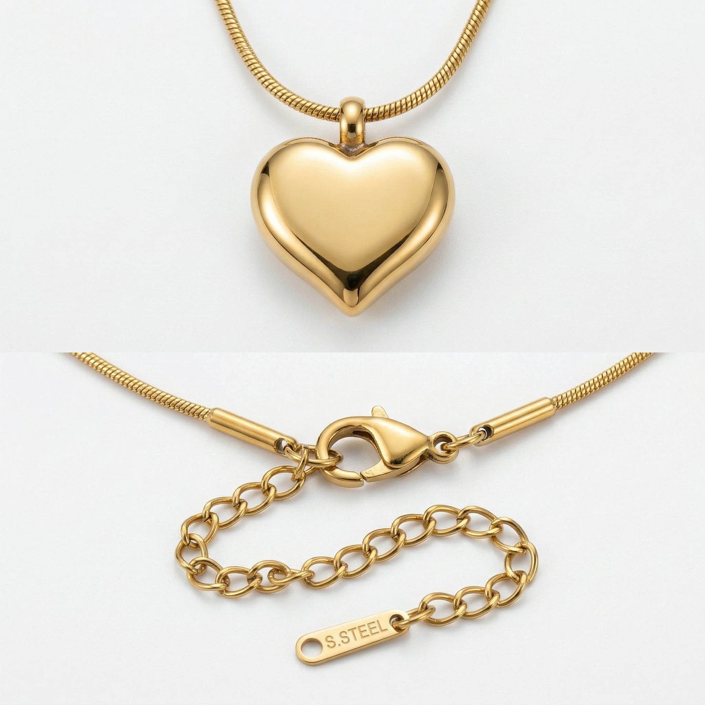 Collar con Dije de Corazón | Acero Inoxidable Chapado PVD en Oro 18K | Ajustable