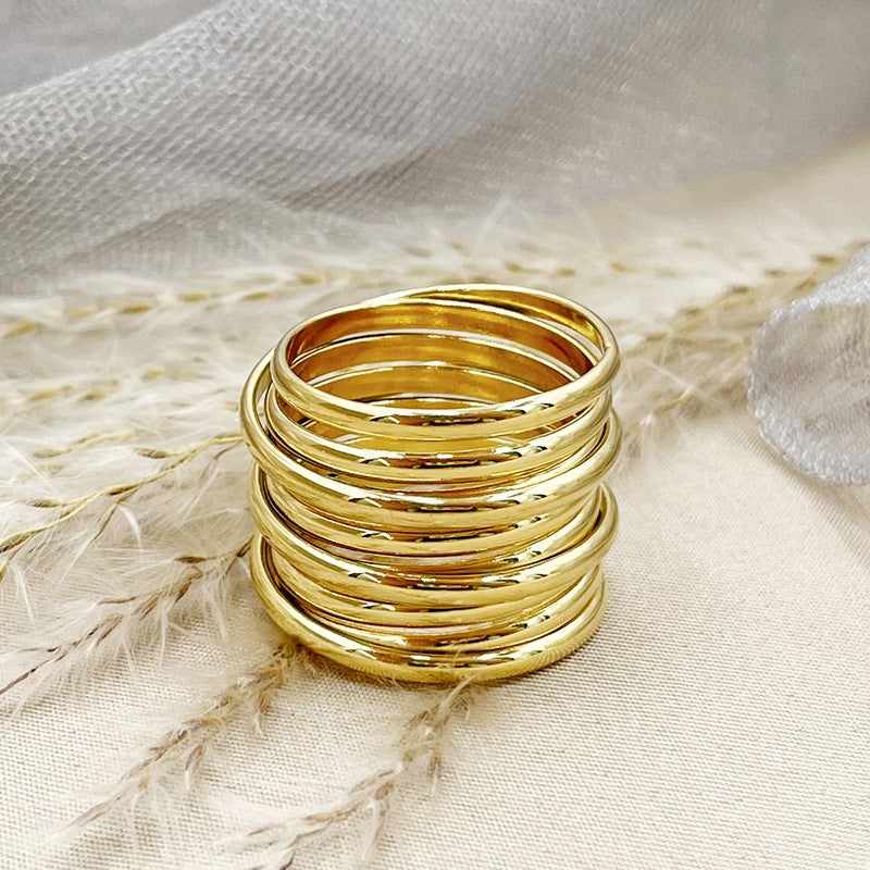 Anillo Espiral Dorado | Acero Inoxidable Chapado PVD en Oro 14K