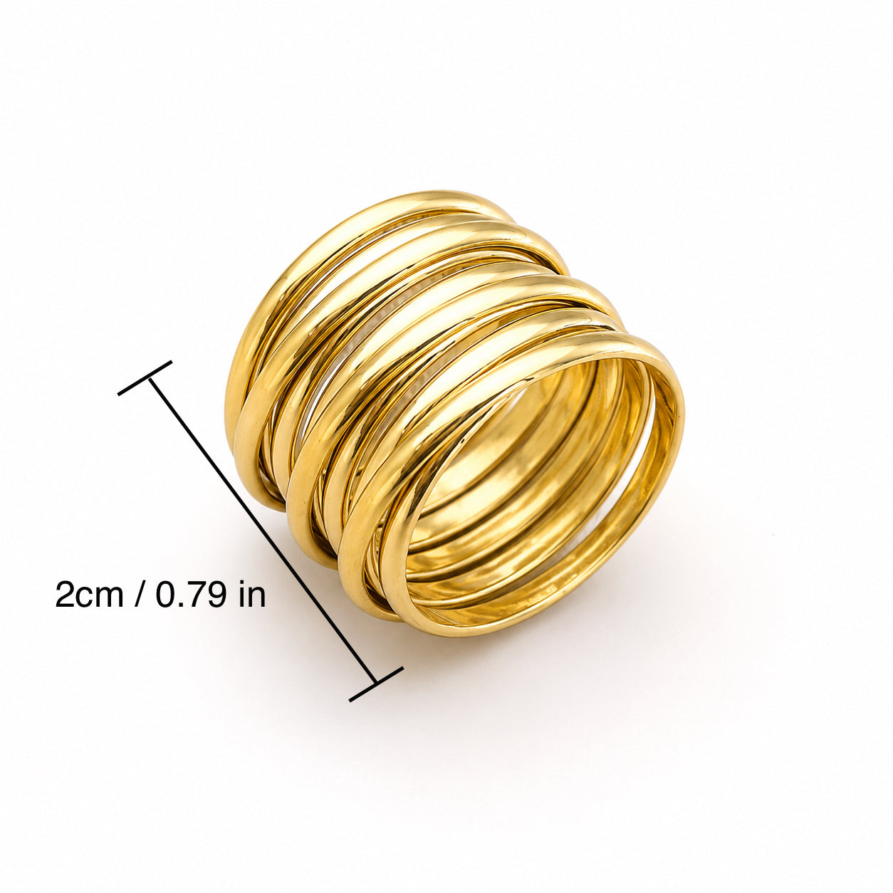 Anillo Espiral Dorado | Acero Inoxidable Chapado PVD en Oro 14K