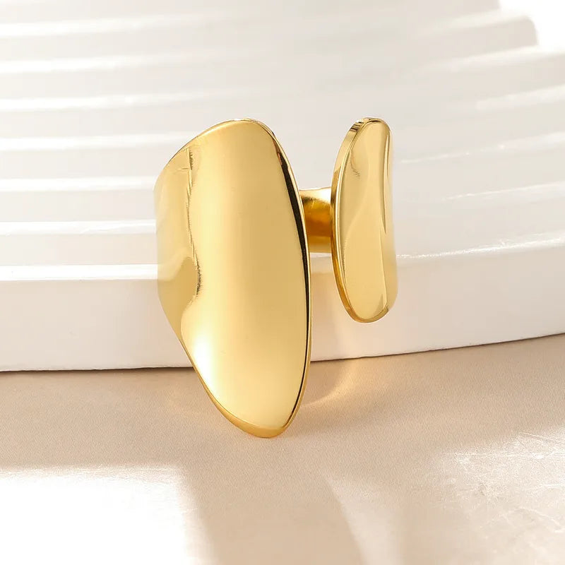 Anillo Irregular | Acero Inoxidable Chapado en oro 14K | Ajustable