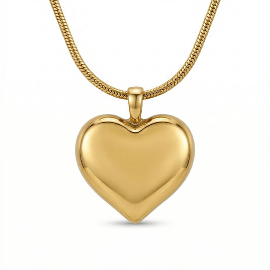 Collar con Dije de Corazón | Acero Inoxidable Chapado PVD en Oro 18K | Ajustable