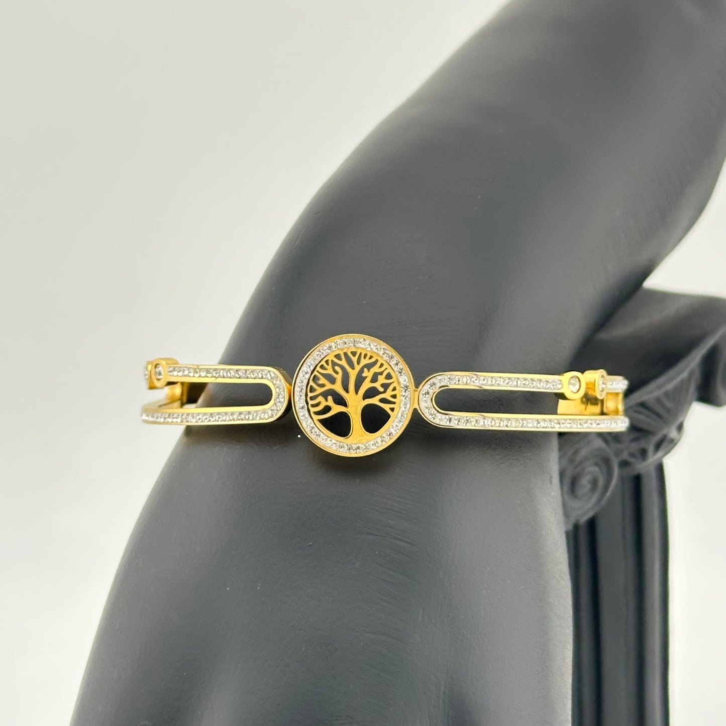 Brazalete Árbol de la Vida con Zirconias – Unisex | Acero Inoxidable | Chapado Oro 14K