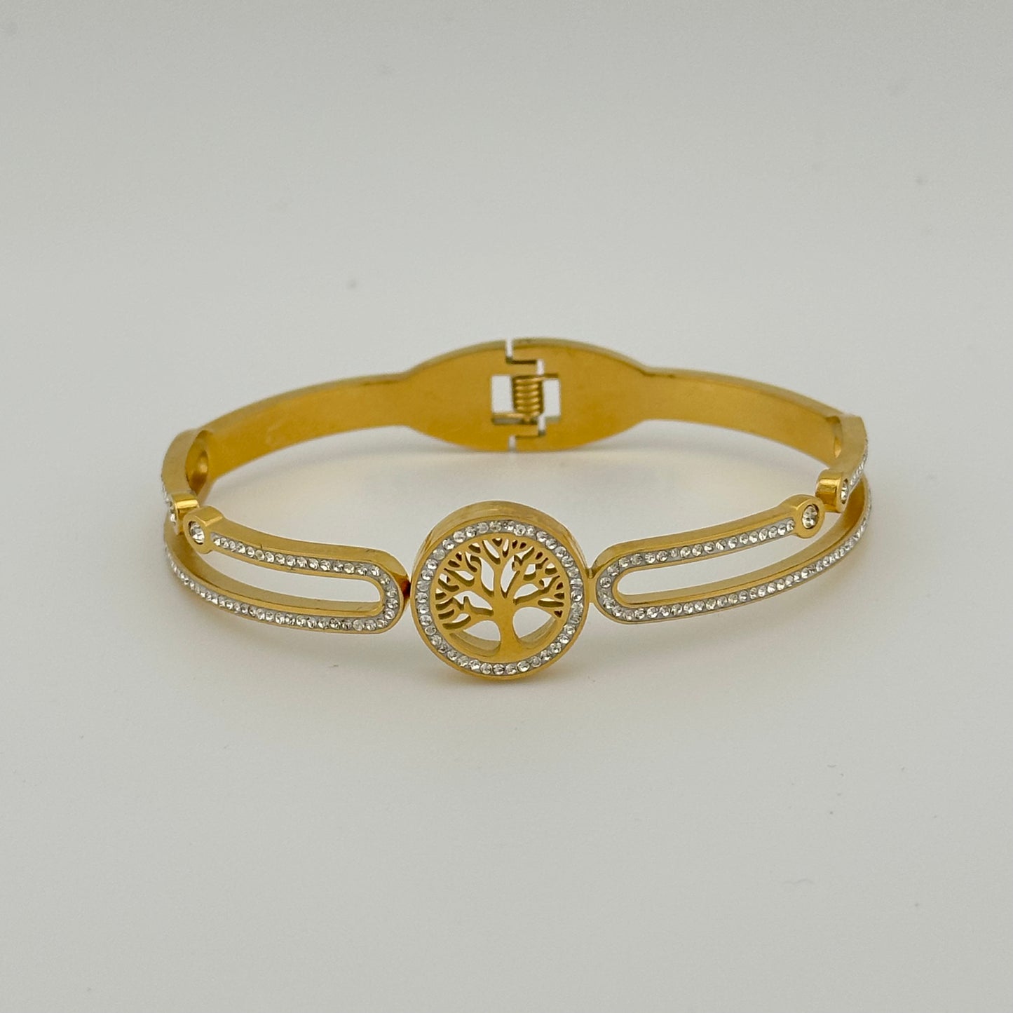 Brazalete Árbol de la Vida con Zirconias – Unisex | Acero Inoxidable | Chapado Oro 14K