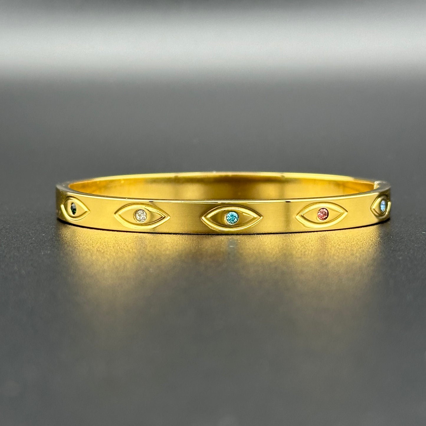 Brazalete Redondo con Zirconias – Unisex | Acero Inoxidable | Chapado Oro 18K