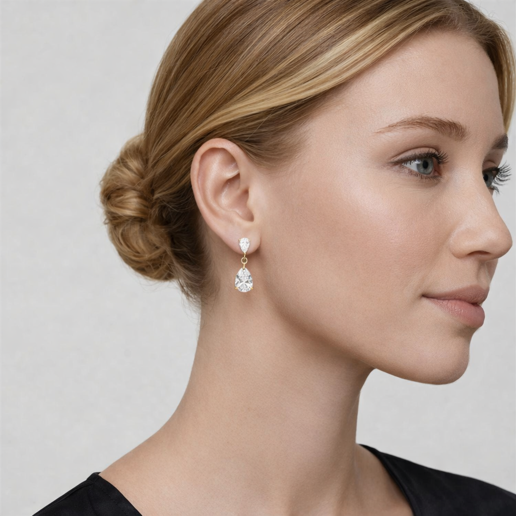 Pendientes Aura Gota con Zirconias | Acero Inoxidable Chapado PVD Oro 18K