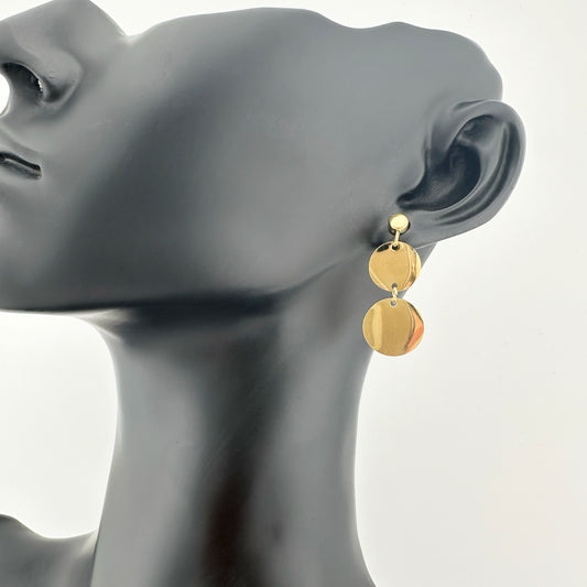 Pendientes Redondos Colgantes – Mujer | Acero Inoxidable | Chapado Oro 14K