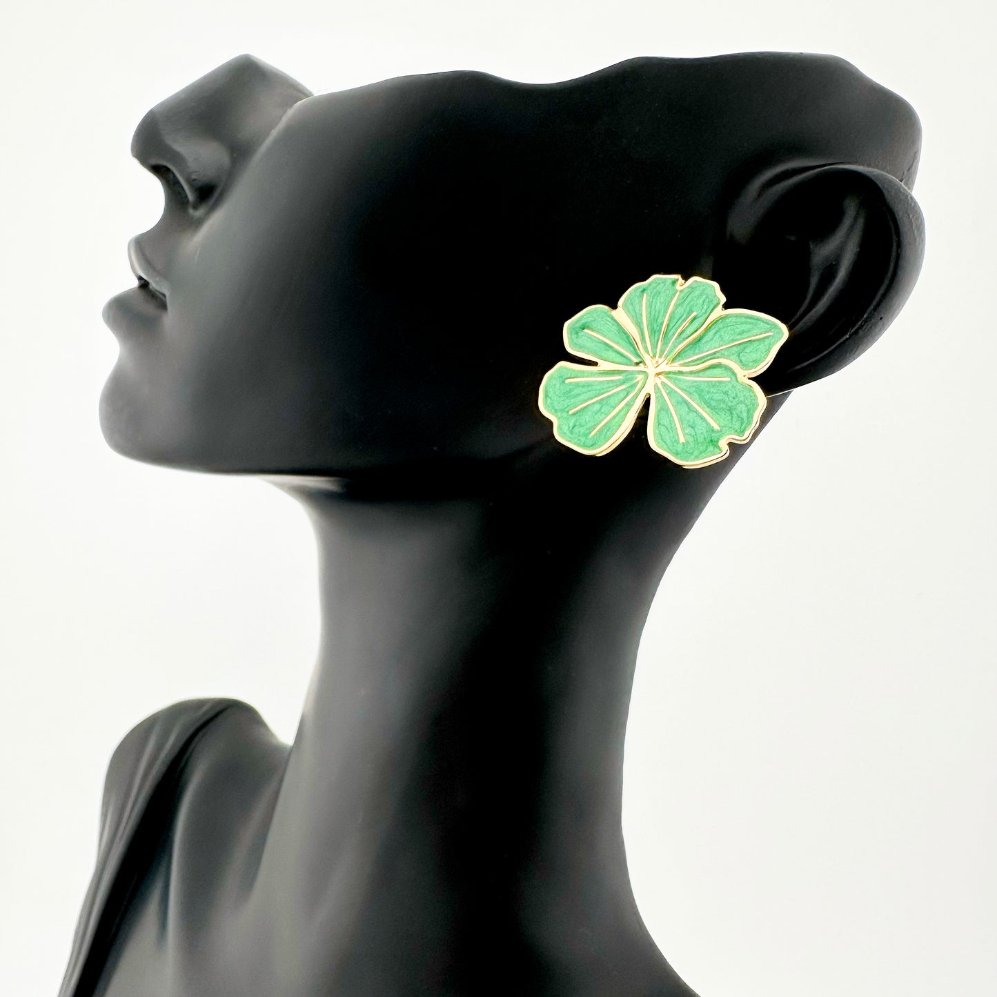 Pendientes Flor Verde – Mujer | Acero Inoxidable | Chapado Oro 14K