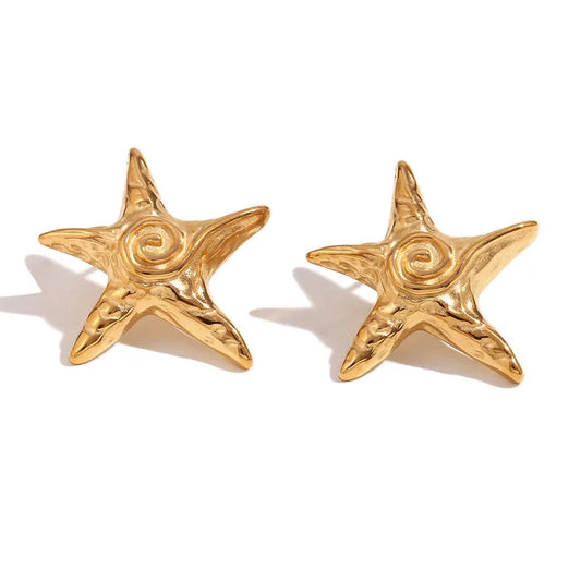 Pendientes Estrella de Mar Dorada – Mujer | Acero Inoxidable | Chapado Oro 18K
