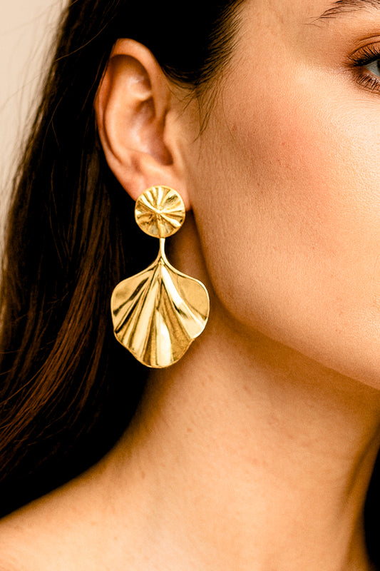 Pendientes Hoja Ginkgo – Mujer | Acero Inoxidable | Chapado Oro 18K