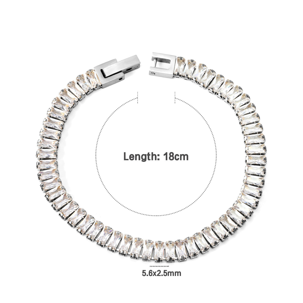 Pulsera Tennis con Zirconias de Corte Baguette | Acero Inoxidable