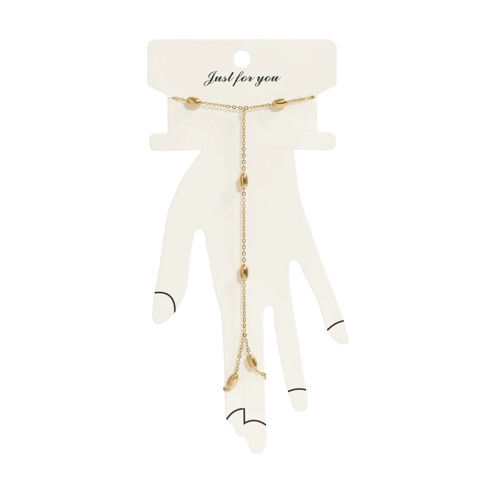 Brazalete de Cuentas para Mano – Mujer | Acero Inoxidable | Chapado Oro 18K | Ajustable