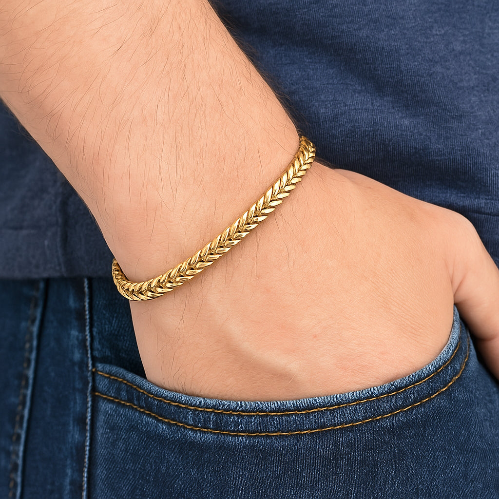 Brazalete Hip-Hop Geométrica Unisex | Acero Inoxidable | Chapado Oro 18K